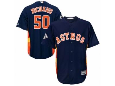 Men Majestic Houston Astros #50 J.R. Richard Replica Navy Blue Alternate 2017 World Series Bound Cool Base MLB Jersey