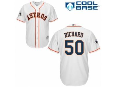 Men Majestic Houston Astros #50 J.R. Richard Replica White Home 2017 World Series Bound Cool Base MLB Jersey