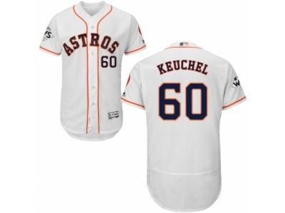 Men Majestic Houston Astros #60 Dallas Keuchel Authentic White Home 2017 World Series Bound Flex Base MLB Jersey