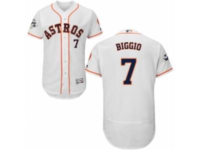 Men Majestic Houston Astros #7 Craig Biggio Authentic White Home 2017 World Series Bound Flex Base MLB Jersey