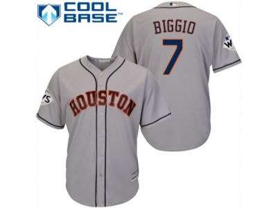 Men Majestic Houston Astros #7 Craig Biggio Replica Grey Road 2017 World Series Bound Cool Base MLB Jersey