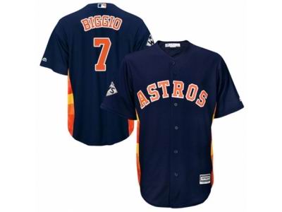 Men Majestic Houston Astros #7 Craig Biggio Replica Navy Blue Alternate 2017 World Series Bound Cool Base MLB Jersey