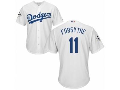 Men Majestic Los Angeles Dodgers #11 Logan Forsythe Replica White Home 2017 World Series Bound Cool Base MLB Jersey