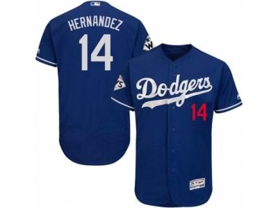 Men Majestic Los Angeles Dodgers #14 Enrique Hernandez Authentic Royal Blue Alternate 2017 World Series Bound Flex Base MLB Jersey