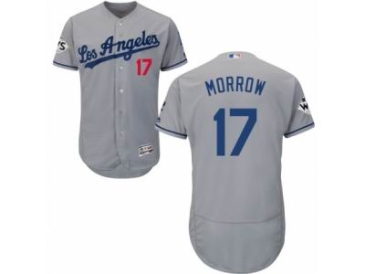 Men Majestic Los Angeles Dodgers #17 Brandon Morrow Authentic Grey Road 2017 World Series Bound Flex Base MLB Jersey