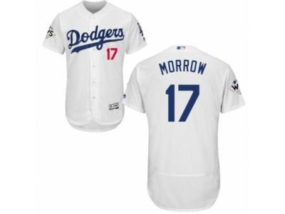 Men Majestic Los Angeles Dodgers #17 Brandon Morrow Authentic White Home 2017 World Series Bound Flex Base MLB Jersey