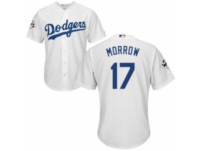 Men Majestic Los Angeles Dodgers #17 Brandon Morrow Replica White Home 2017 World Series Bound Cool Base MLB Jersey