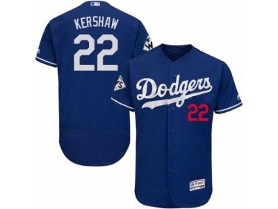 Men Majestic Los Angeles Dodgers #22 Clayton Kershaw Authentic Royal Blue Alternate 2017 World Series Bound Flex Base MLB Jersey