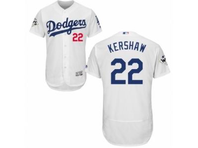 Men Majestic Los Angeles Dodgers #22 Clayton Kershaw Authentic White Home 2017 World Series Bound Flex Base MLB Jersey