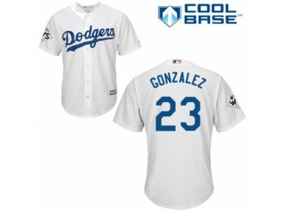 Men Majestic Los Angeles Dodgers #23 Adrian Gonzalez Replica White Home 2017 World Series Bound Cool Base MLB Jersey