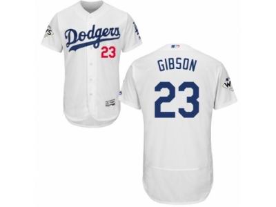 Men Majestic Los Angeles Dodgers #23 Kirk Gibson Authentic White Home 2017 World Series Bound Flex Base MLB Jersey