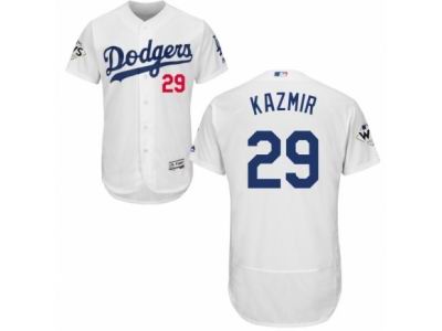 Men Majestic Los Angeles Dodgers #29 Scott Kazmir Authentic White Home 2017 World Series Bound Flex Base MLB Jersey