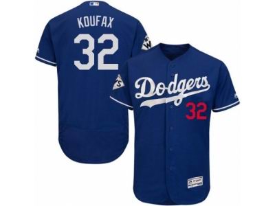Men Majestic Los Angeles Dodgers #32 Sandy Koufax Authentic Royal Blue Alternate 2017 World Series Bound Flex Base MLB Jersey
