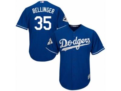 Men Majestic Los Angeles Dodgers #35 Cody Bellinger Replica Royal Blue Alternate 2017 World Series Bound Cool Base MLB Jersey