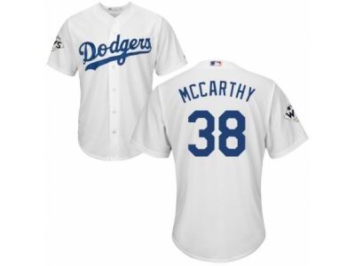 Men Majestic Los Angeles Dodgers #38 Brandon McCarthy Replica White Home 2017 World Series Bound Cool Base MLB Jersey