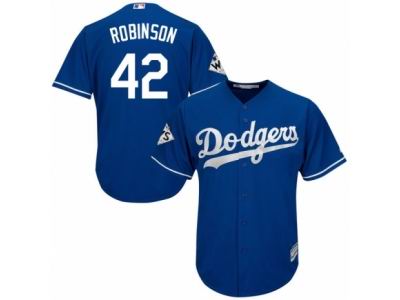 Men Majestic Los Angeles Dodgers #42 Jackie Robinson Replica Royal Blue Alternate 2017 World Series Bound Cool Base MLB Jersey