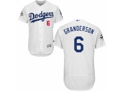 Men Majestic Los Angeles Dodgers #6 Curtis Granderson Authentic White Home 2017 World Series Bound Flex Base MLB Jersey