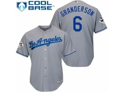 Men Majestic Los Angeles Dodgers #6 Curtis Granderson Replica Grey Road 2017 World Series Bound Cool Base MLB Jersey