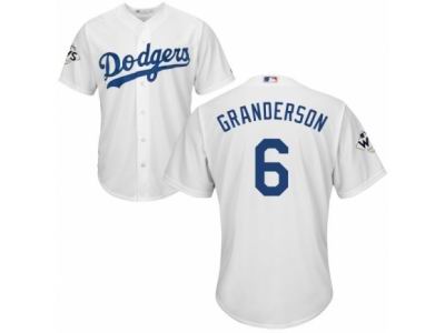 Men Majestic Los Angeles Dodgers #6 Curtis Granderson Replica White Home 2017 World Series Bound Cool Base MLB Jersey