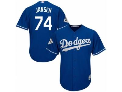 Men Majestic Los Angeles Dodgers #74 Kenley Jansen Replica Royal Blue Alternate 2017 World Series Bound Cool Base MLB Jersey