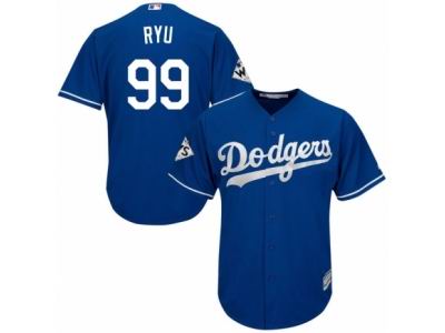 Men Majestic Los Angeles Dodgers #99 Hyun-Jin Ryu Replica Royal Blue Alternate 2017 World Series Bound Cool Base MLB Jersey