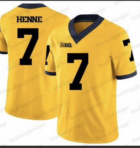 Men Michigan Wolverines #7 Henne College Football Limited Jersey Yellow