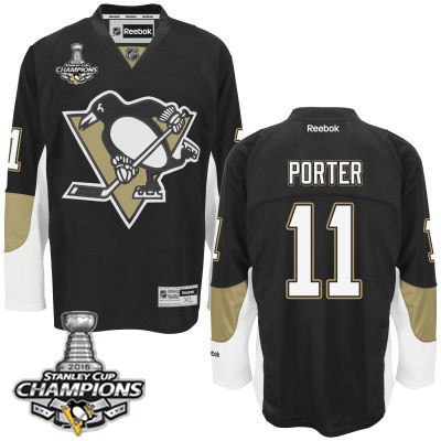 Men Pittsburgh Penguins 11 Kevin Porter Black Team Color Jersey 2016 Stanley Cup Champions Patch