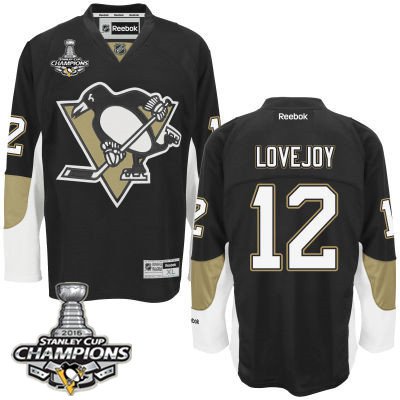 Men Pittsburgh Penguins 12 Ben Lovejoy Black Team Color Jersey 2016 Stanley Cup Champions Patch