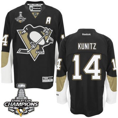 Men Pittsburgh Penguins 14 Chris Kunitz Black Team Color A Patch Jersey 2016 Stanley Cup Champions Patch