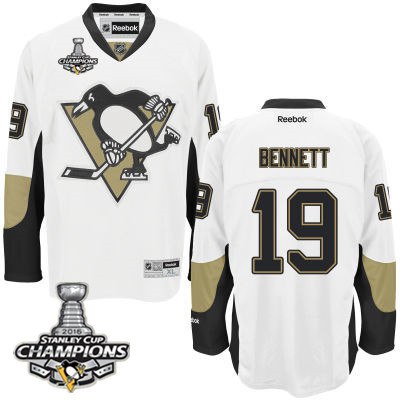Men Pittsburgh Penguins 19 Beau Bennett White Road Jersey 2016 Stanley Cup Champions Patch