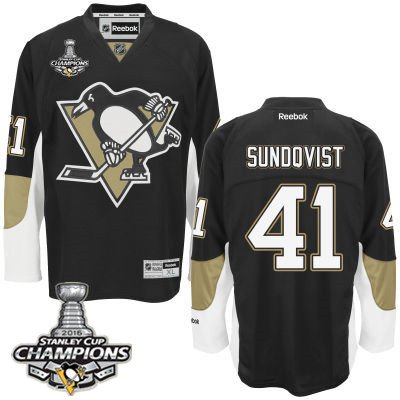 Men Pittsburgh Penguins 41 Daniel Sprong Black Team Color Jersey 2016 Stanley Cup Champions Patch