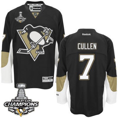 Men Pittsburgh Penguins 7 Matt Cullen Black Team Color Jersey 2016 Stanley Cup Champions Patch