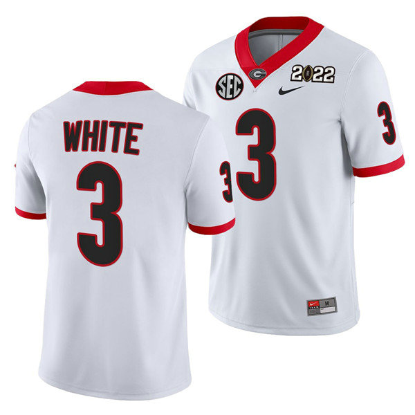 Men’s Georgia Bulldogs #3 Zamir White 2022 Patch White College Football Stitched Jersey