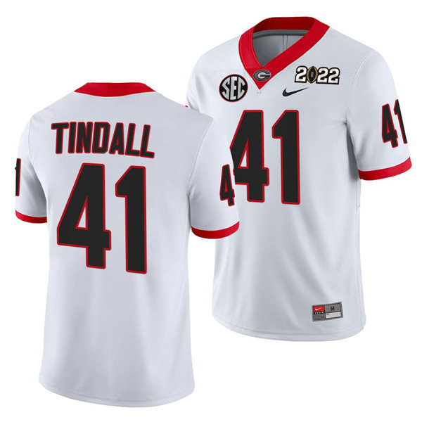 Men’s Georgia Bulldogs #41 Channing Tindall 2022 Patch White College Football Stitched Jersey