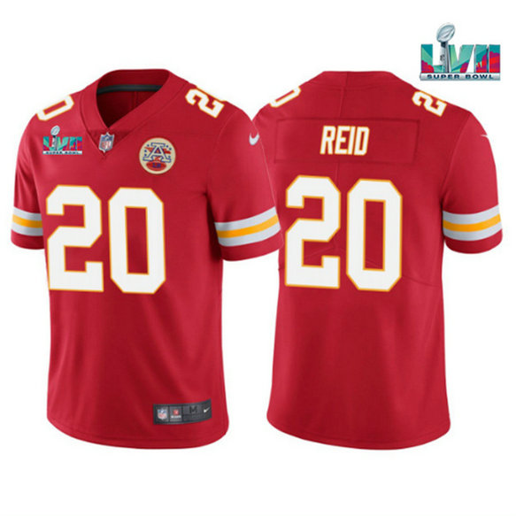 Men’s Kansas City Chiefs #20 Justin Reid Red Super Bowl LVII Patch Vapor Untouchable Limited Stitched Jersey