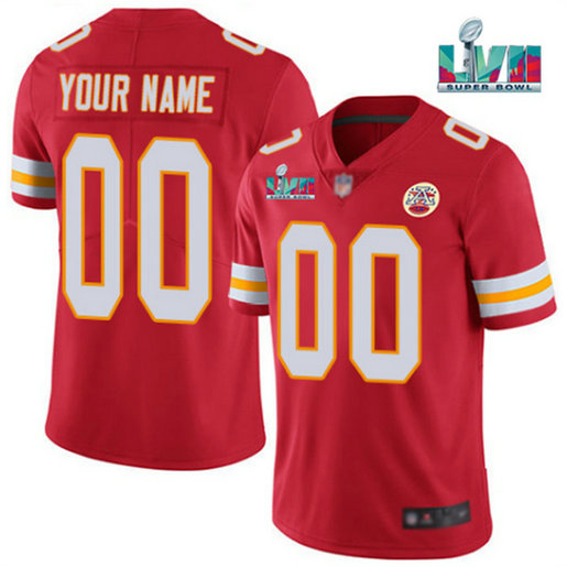 Men’s Kansas City Chiefs Active Player Custom Red Super Bowl LVII Patch Vapor Untouchable Limited Stitched Jersey