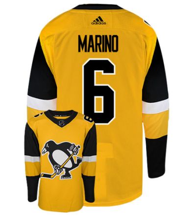Men’s Penguins #6 Marino Gold Authentic Stitched Hockey Jersey