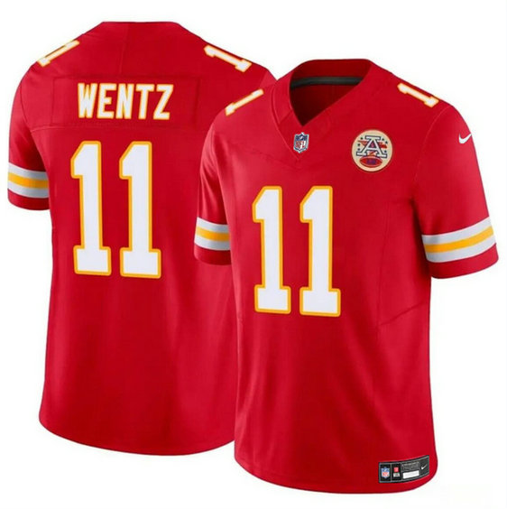 Men's Kansas City Chiefs #11 Carson Wentz Red 2023 F.U.S.E Vapor Untouchable Limited Stitched Football Jersey