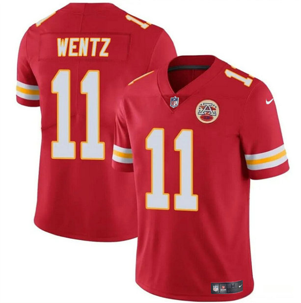 Men's Kansas City Chiefs #11 Carson Wentz Red Vapor Untouchable Limited Stitched Football Jersey