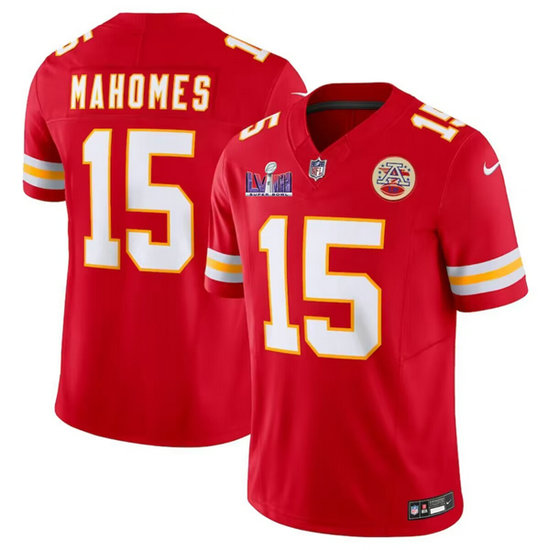Men's Kansas City Chiefs #15 Patrick Mahomes Red F.U.S.E. Super Bowl LVIII Patch Vapor Untouchable Limited Jersey