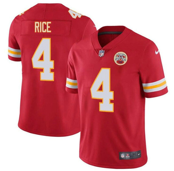 Men鈥檚 Kansas City Chiefs #4 Rashee Rice Red Vapor Untouchable Limited Stitched Football Jersey