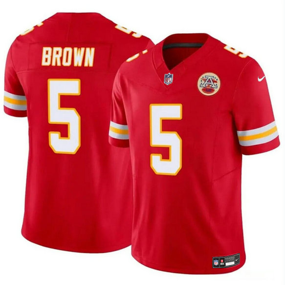 Men's Kansas City Chiefs #5 Hollywood Brown Red 2023 F.U.S.E Vapor Untouchable Limited Stitched Football Jersey