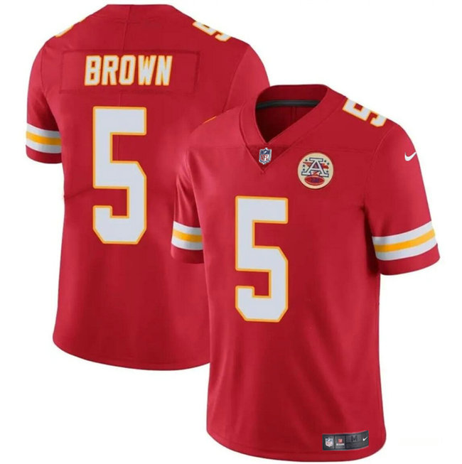 Men's Kansas City Chiefs #5 Hollywood Brown Red Vapor Untouchable Limited Stitched Football Jersey
