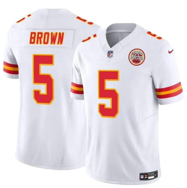 Men's Kansas City Chiefs #5 Hollywood Brown White 2023 F.U.S.E Vapor Untouchable Limited Stitched Football Jersey
