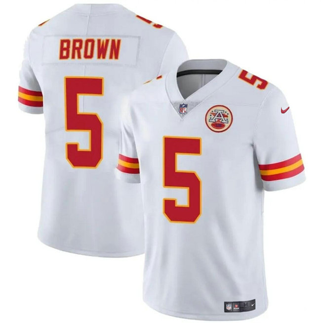 Men's Kansas City Chiefs #5 Hollywood Brown White Vapor Untouchable Limited Stitched Football Jersey
