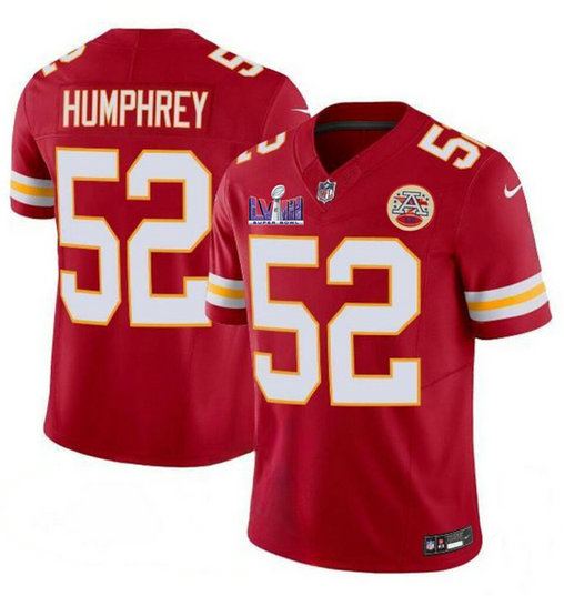 Men's Kansas City Chiefs #52 Creed Humphrey Red 2024 F.U.S.E. Super Bowl LVIII Patch Vapor Untouchable Limited Jersey