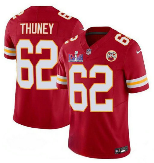 Men's Kansas City Chiefs #62 Joe Thuney Red 2024 F.U.S.E. Super Bowl LVIII Patch Vapor Untouchable Limited Jersey