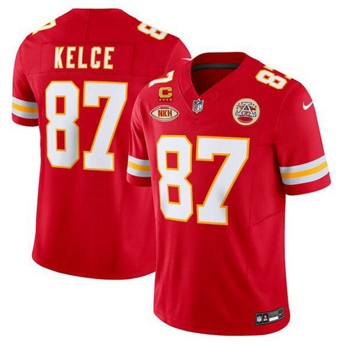 Men’s Kansas City Chiefs #87 Travis Kelce Red 2024 F.U.S.E. With NKH Patch And 4 star C Patch Vapor Untouchable Limited Football Stitched Jersey