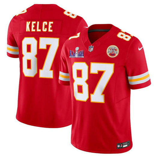 Men's Kansas City Chiefs #87 Travis Kelce Red F.U.S.E. Super Bowl LVIII Patch Vapor Untouchable Limited Jersey