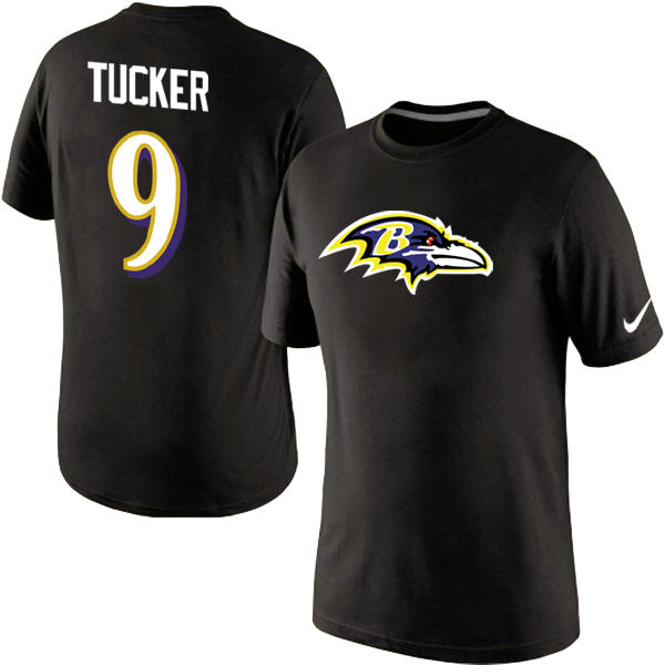 Mens Baltimore Ravens Justin Tucker Nike Black Player Name and Number T-Shirt